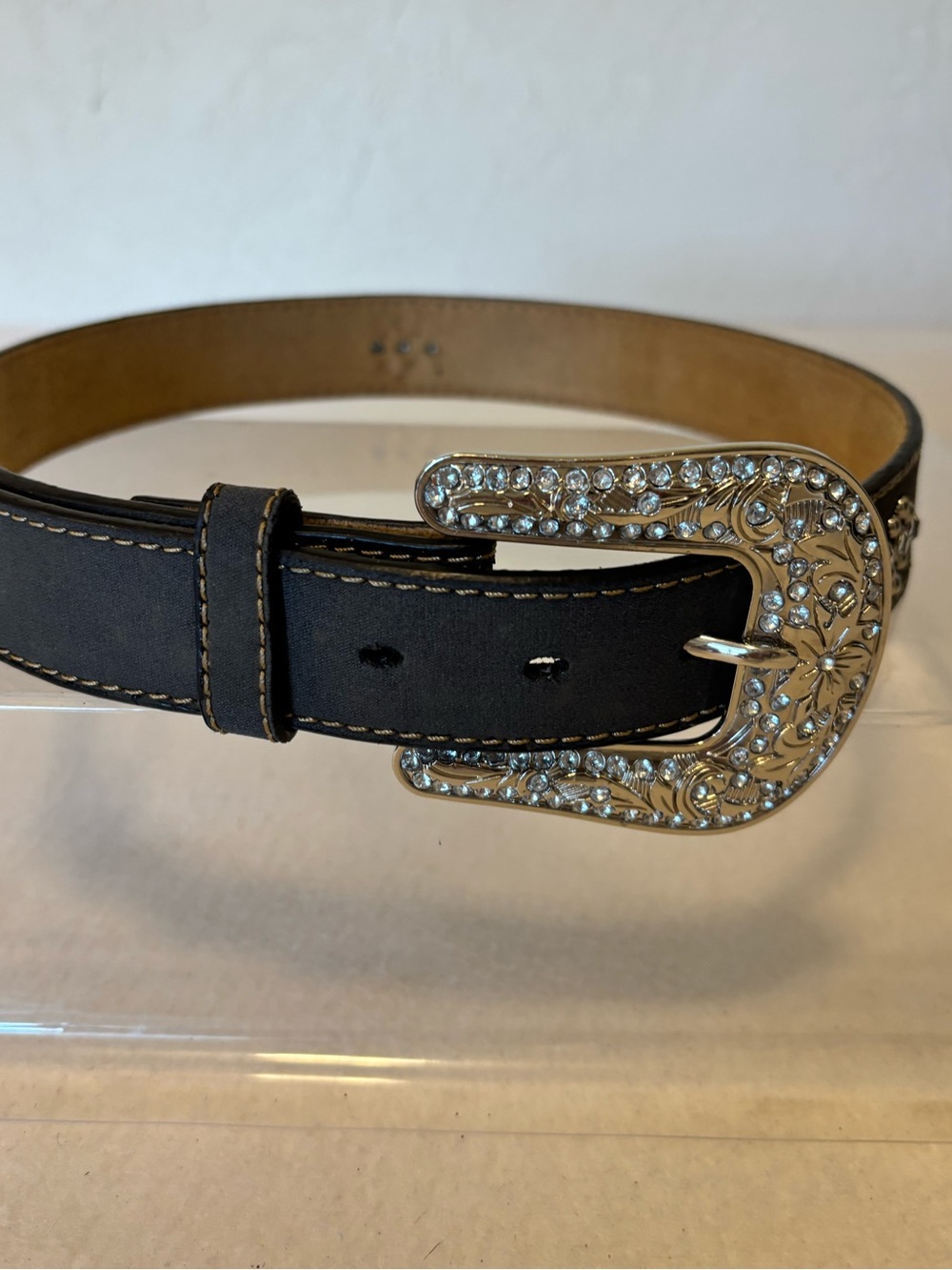 Nocona Belt Co Black Western Rhinestone Belt Size 26 Cowgirl Bling